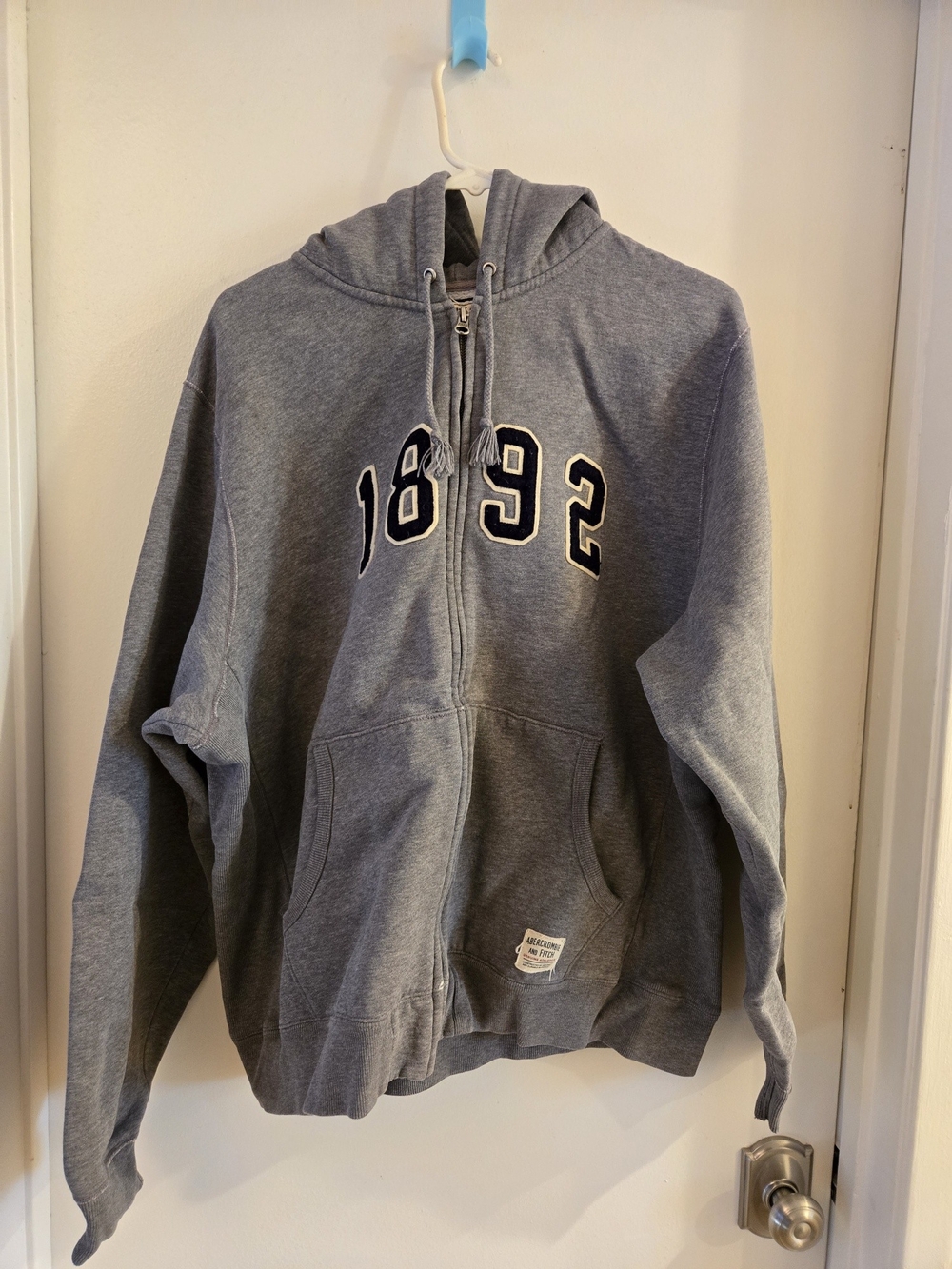 Abercrombie And Fitch Gray Hooded Zip Jacket with 1892 Applique